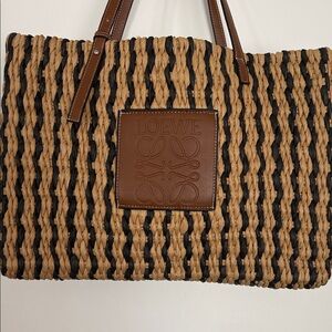 Tan and Black Woven Tote